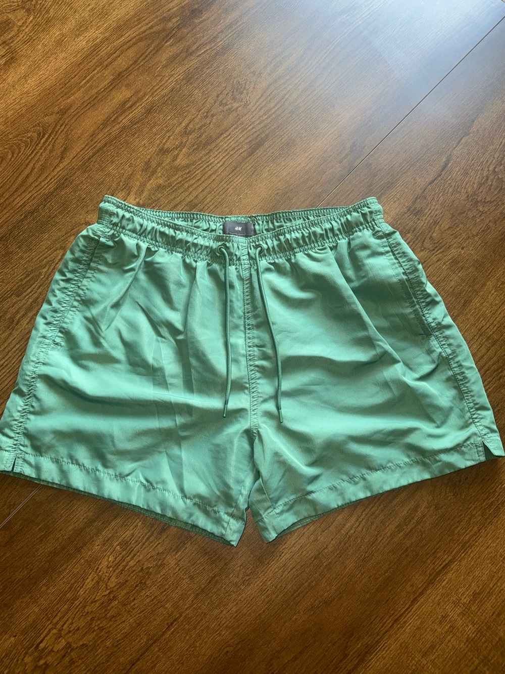 H&M Satin-Look Drawstring Shorts in Green Large